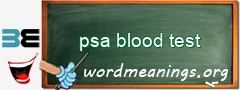 WordMeaning blackboard for psa blood test